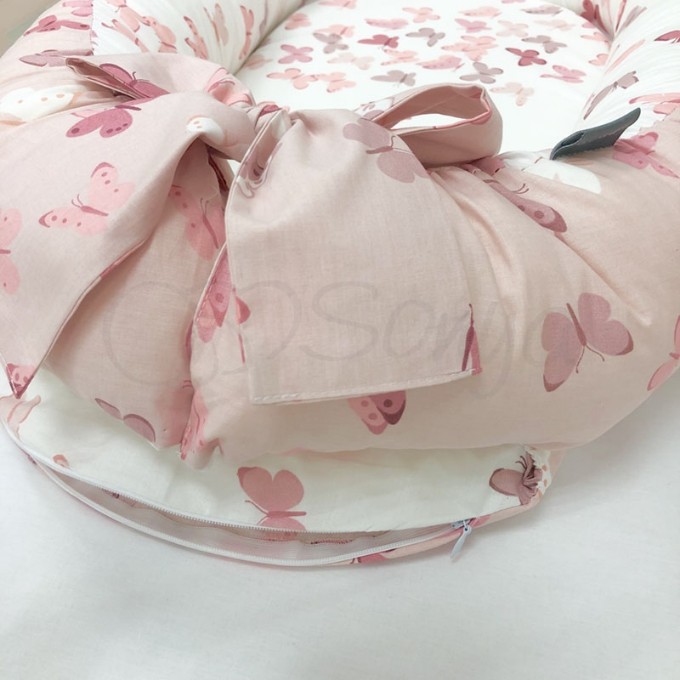 Protectie somn – Baby Nest Fluturi roz
